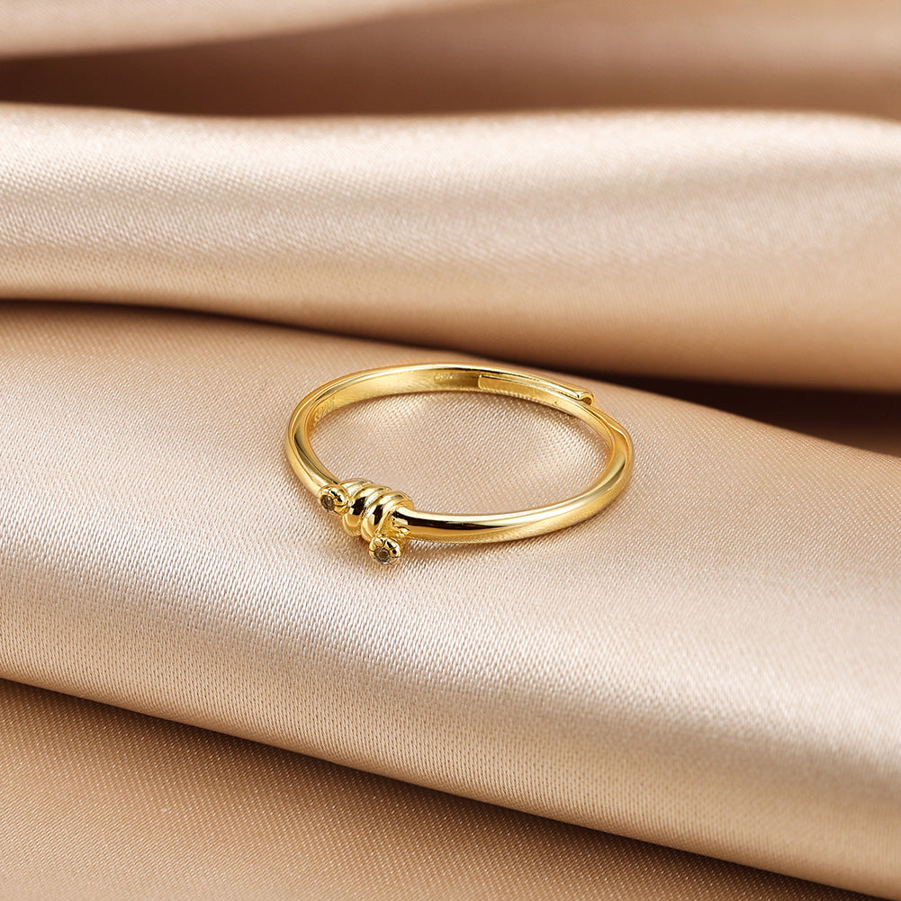 Tiny Knot – Vermeil & CZ Adjustable Ring