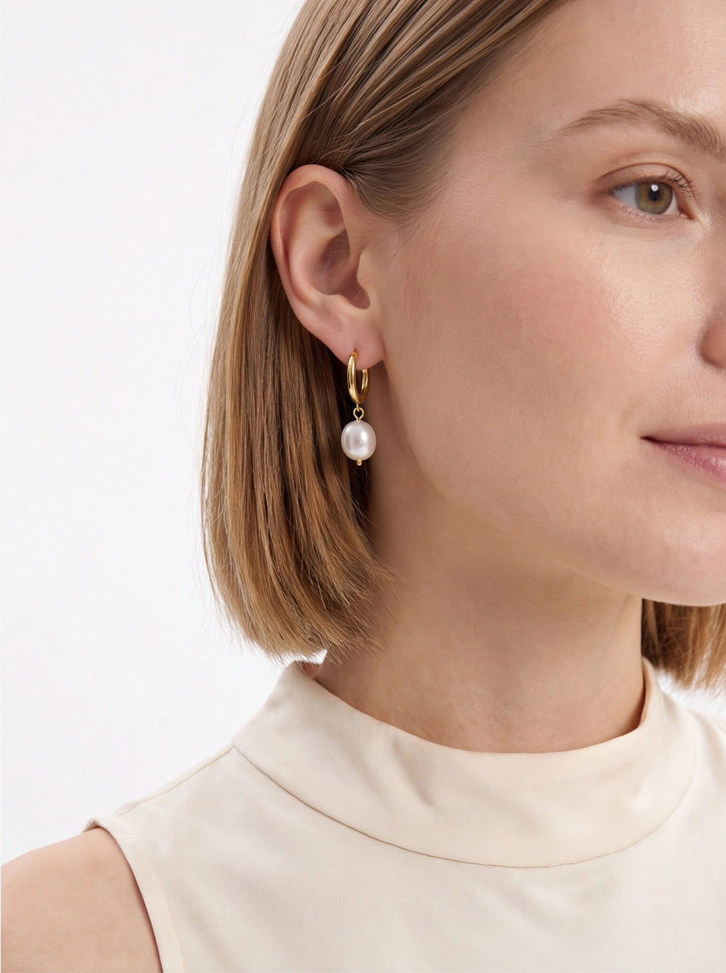 Classic Pearl Drop Hoop Earrings