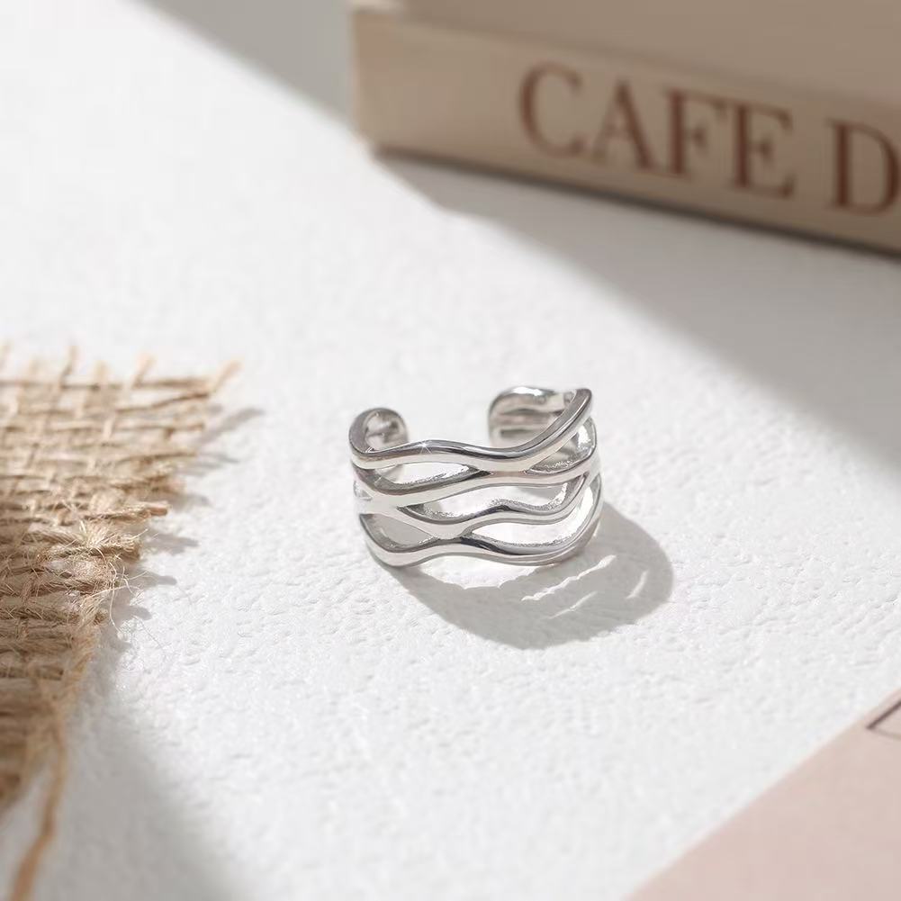 Layered Wave Adjustable Ring
