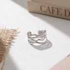 Layered Wave Adjustable Ring Stackable Rings