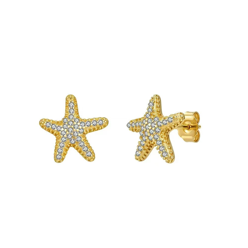 Pave Starfish Stud Earrings