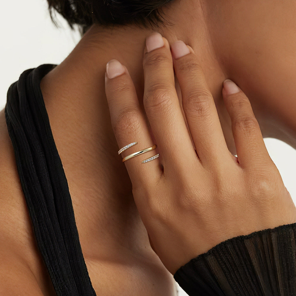 Wave Spark – Vermeil & CZ Adjustable Ring