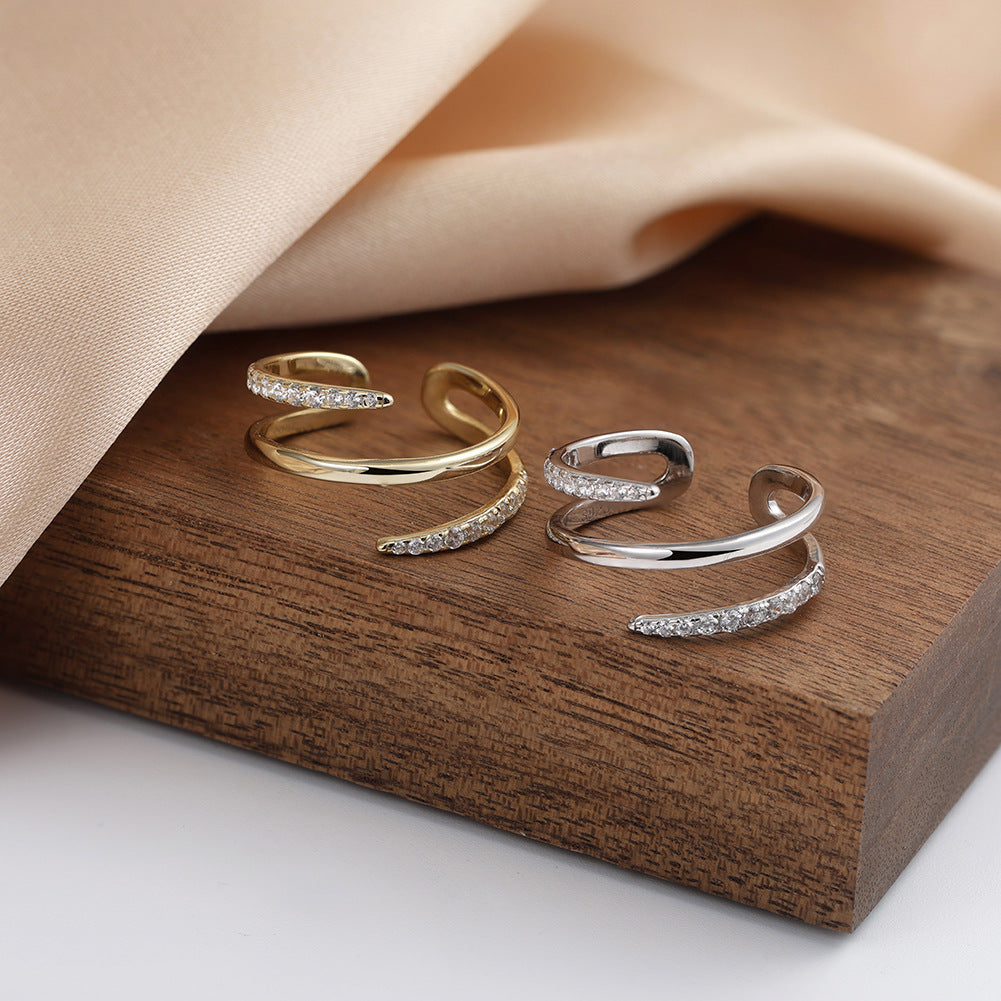 Wave Spark – Vermeil & CZ Adjustable Ring