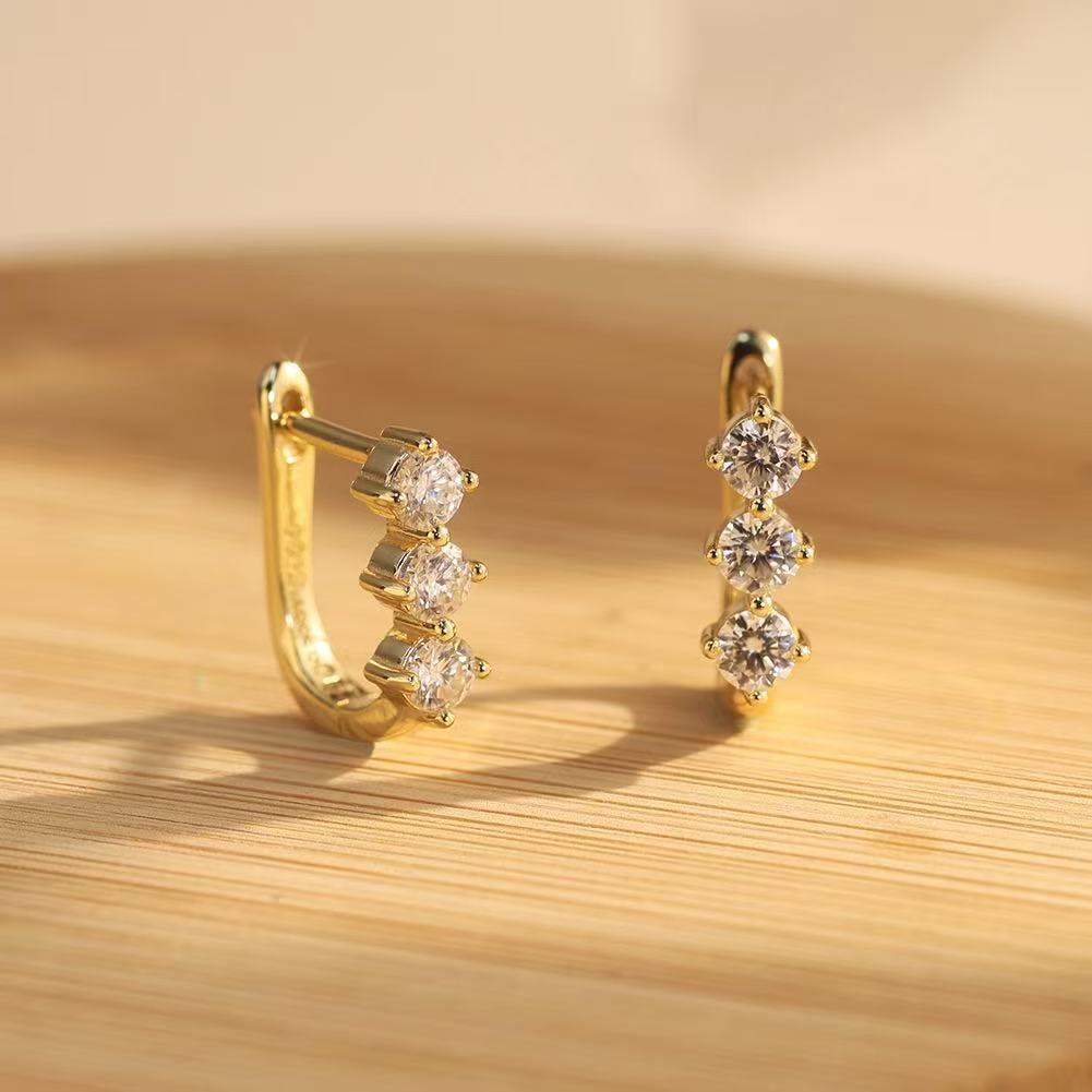 Stone Row Huggie Earrings