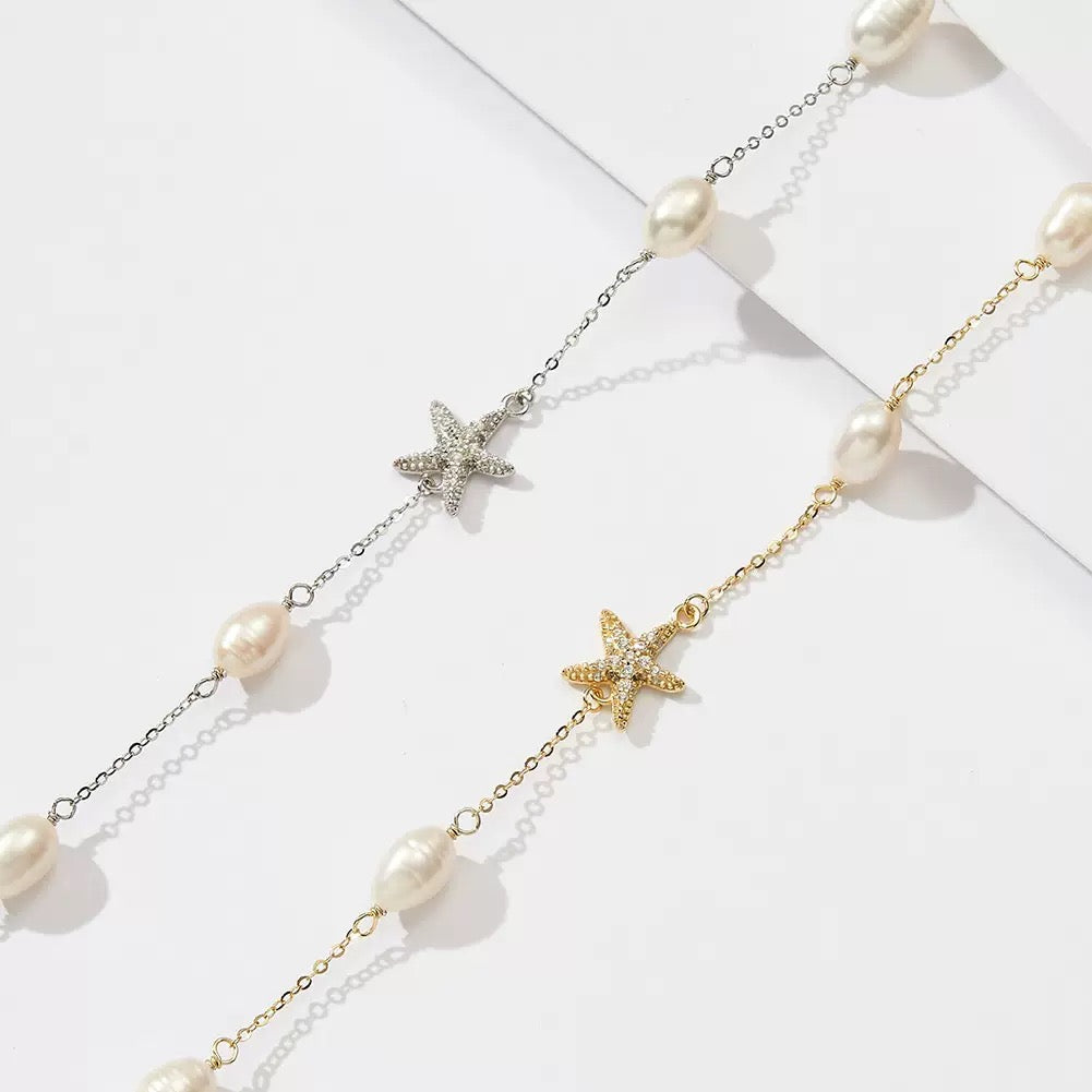 Pearl Starfish Station Necklace