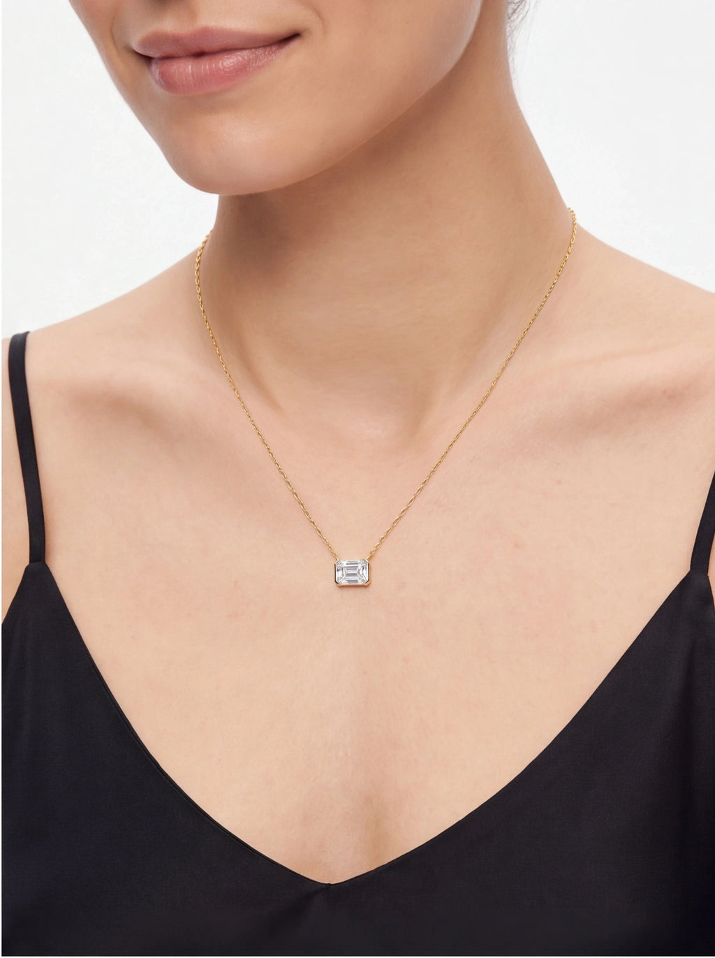Emerald Cut Moissanite Pendant Necklace