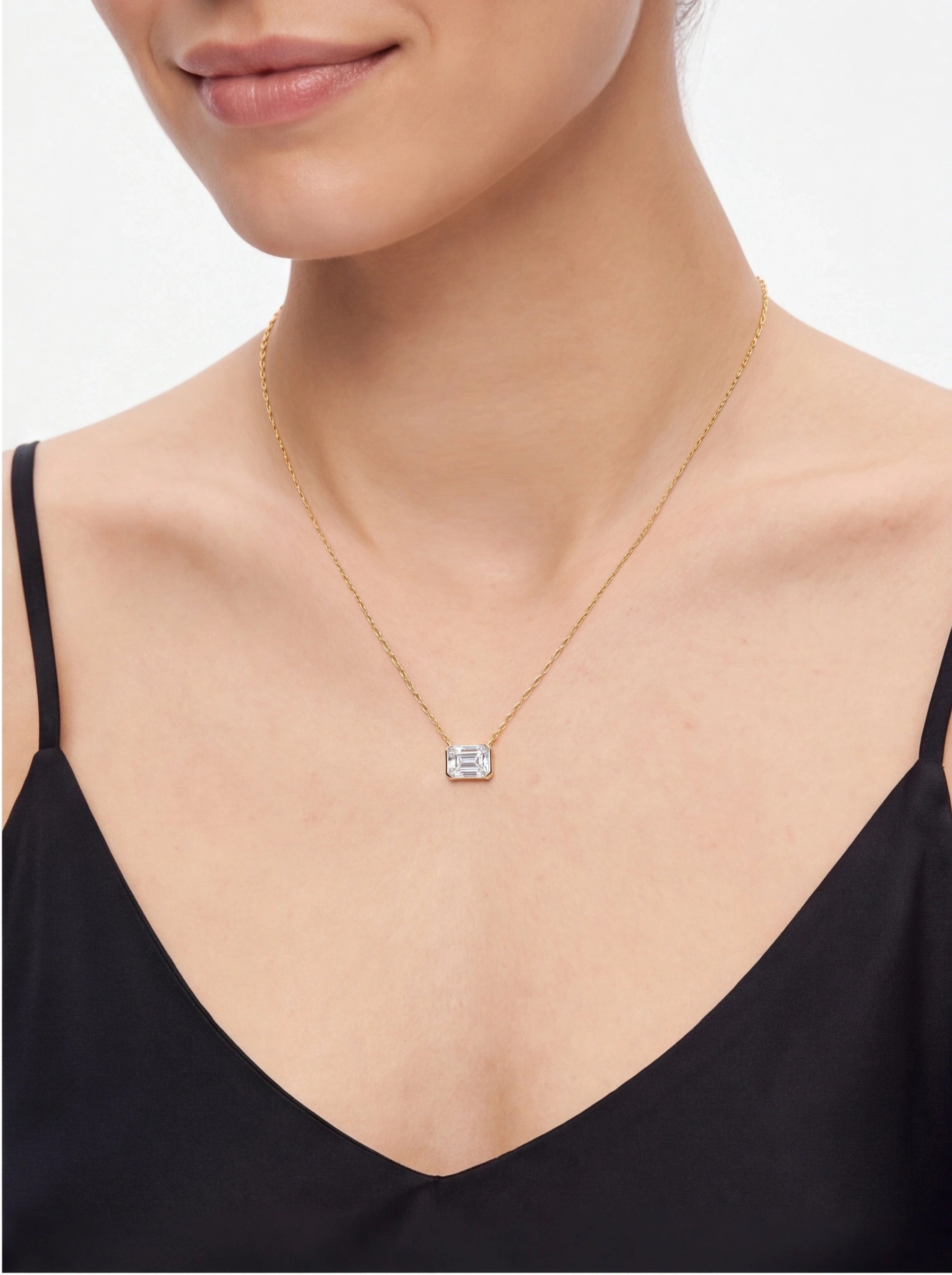 Emerald Cut Moissanite Pendant Necklace