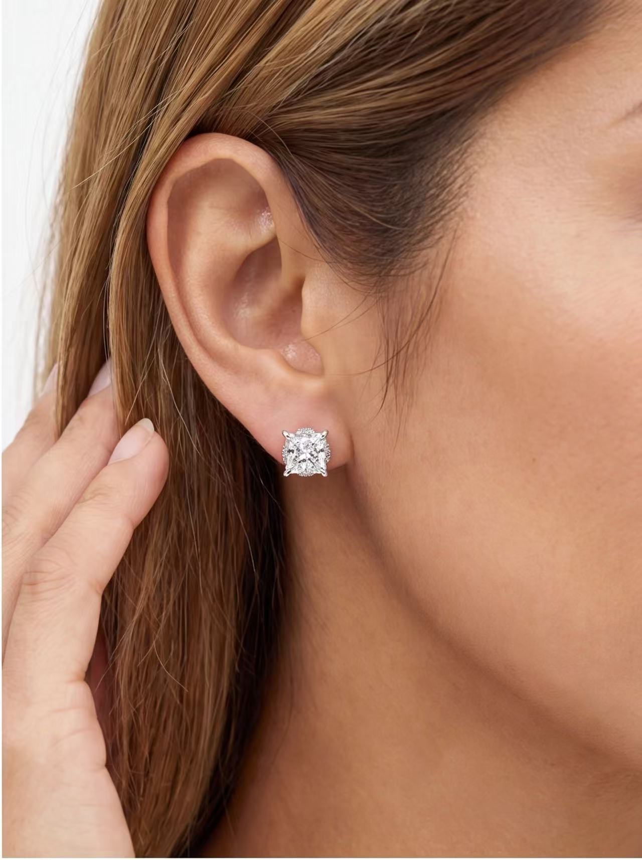 Princess Cut Stud Earrings