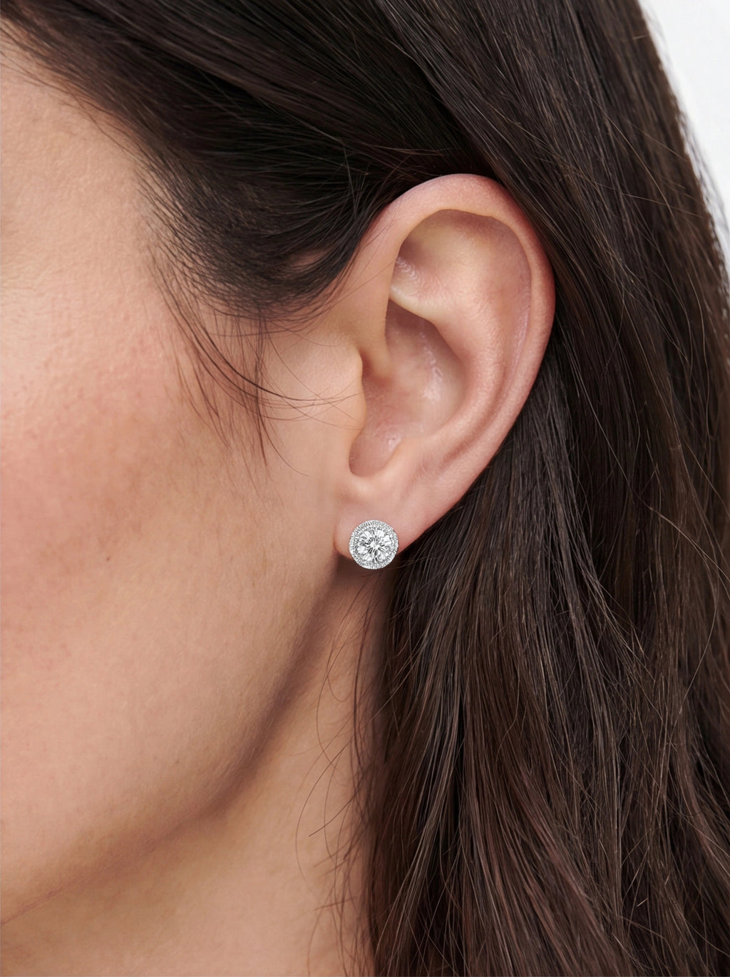 Round Halo Stud Earrings