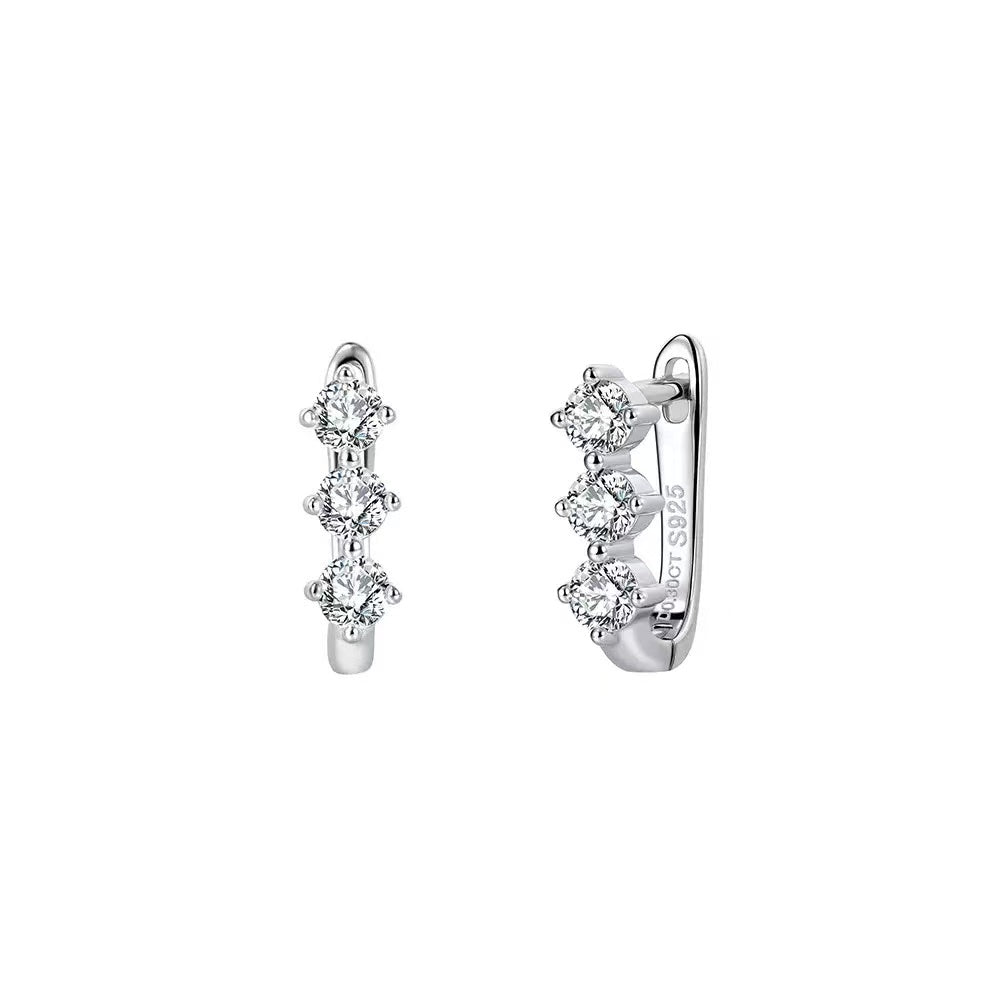 Stone Row Huggie Earrings