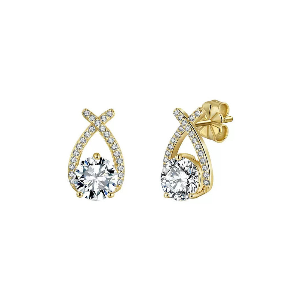Crossover Teardrop Moissanite Stud Earrings