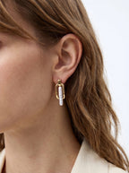 Pearl Bar Link Drop Earrings, Dainty Pearl Drop Earrings, Wedding Guest Jewelry, Minimalist Jewelry