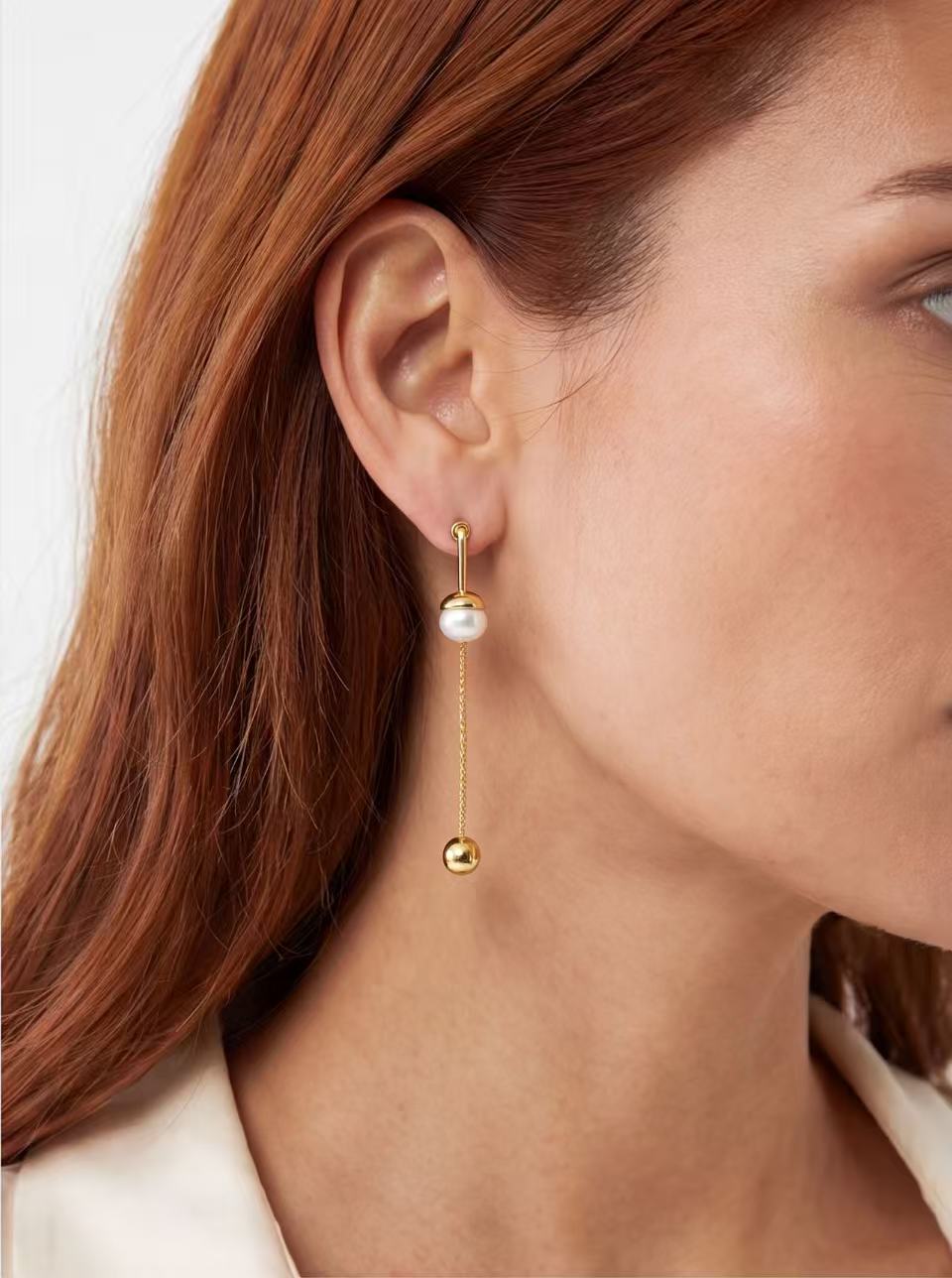 Pearl Threader Drop Earrings