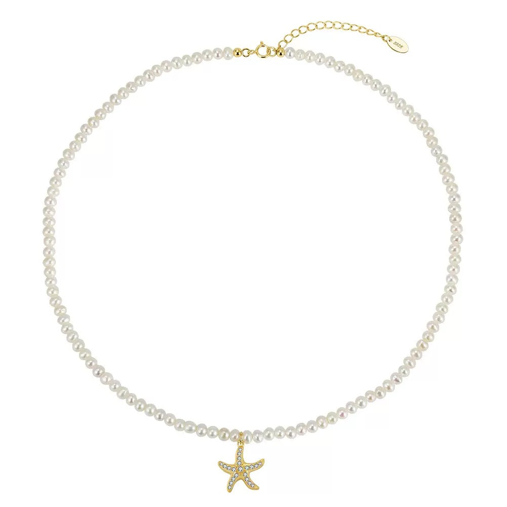 Coastal Pearl Starfish Necklace