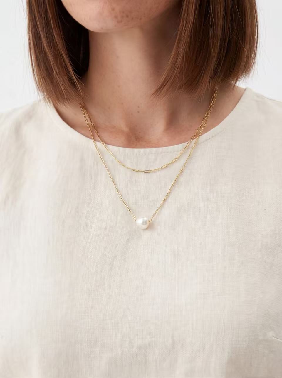 Halo Layer – Freshwater Pearl Double Chain Necklace