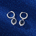 Royal Blue Oval Halo Earrings Stud Earrings