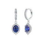 Royal Blue Oval Halo Earrings Stud Earrings