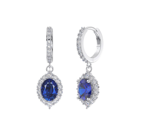 Royal Devotion – Sterling Silver, Sapphire & CZ Bridal Drop Earrings