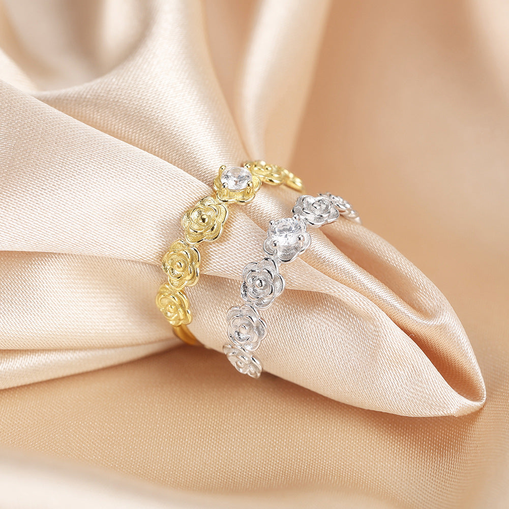 Rose Bloom – Vermeil & CZ Adjustable Ring