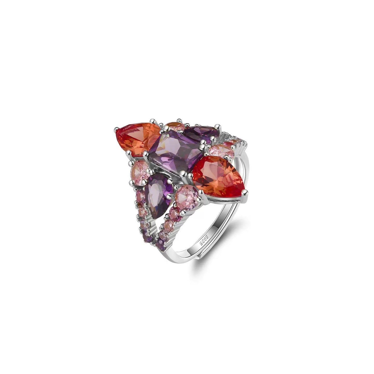 Aurora Flame – Multicolor Gem Cluster Statement Ring
