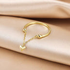 Heart Chain Adjustable Ring Stackable Rings