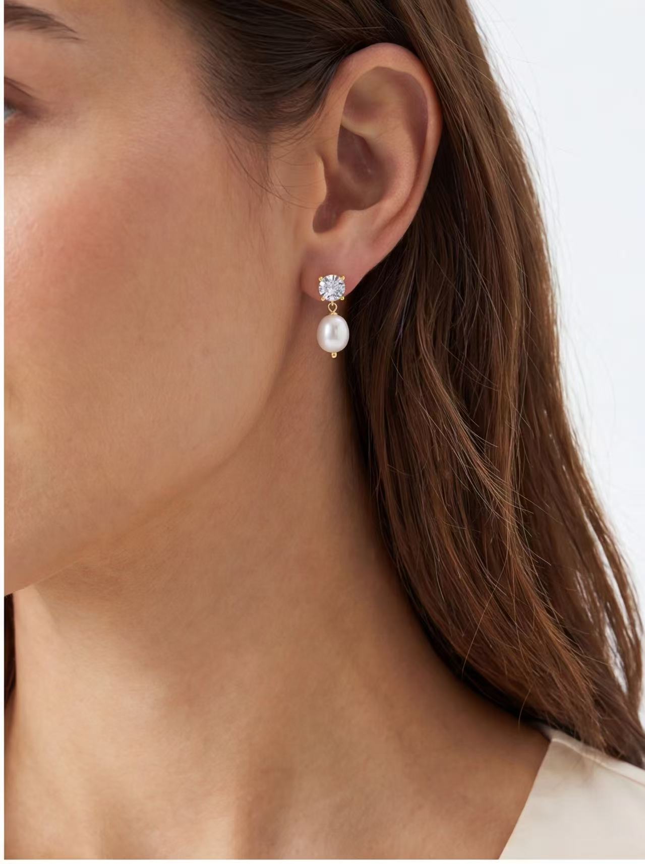 Pearl Dangle Stud Earrings