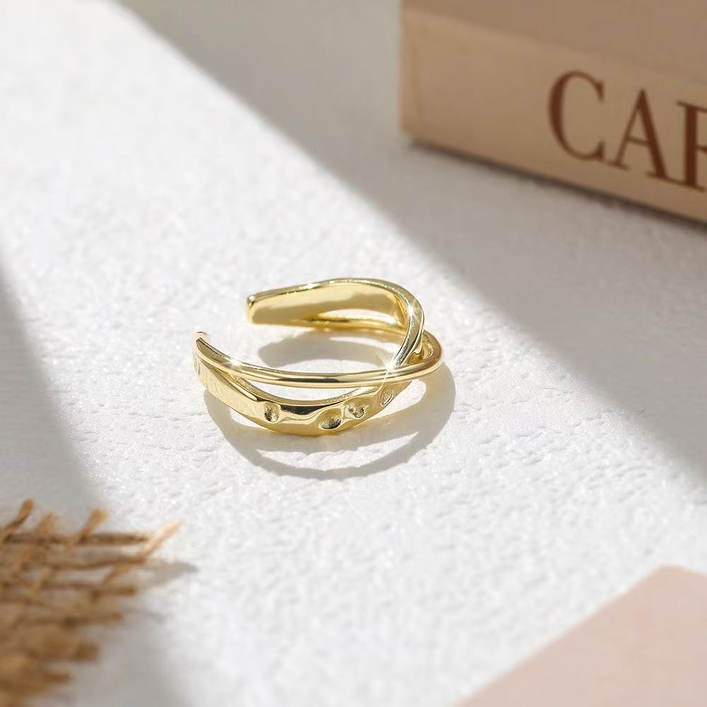 Textured Crossover Adjustable Ring