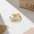 Textured Crossover Adjustable Ring Stackable Rings