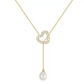 Open Heart Pearl Drop Necklace