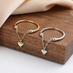 Heart Chain Adjustable Ring Stackable Rings