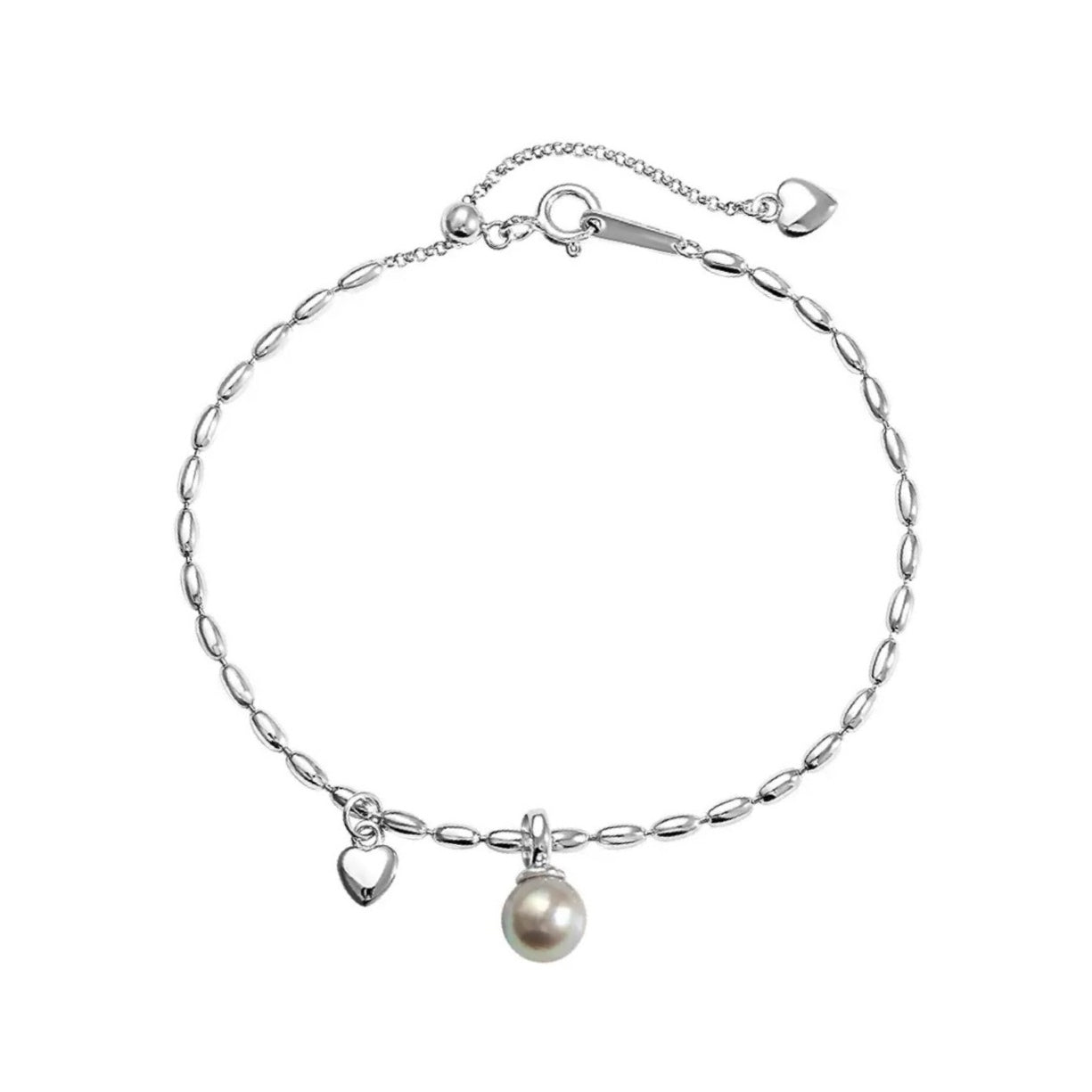 Lover’s Pearl – Heart Charm Bracelet