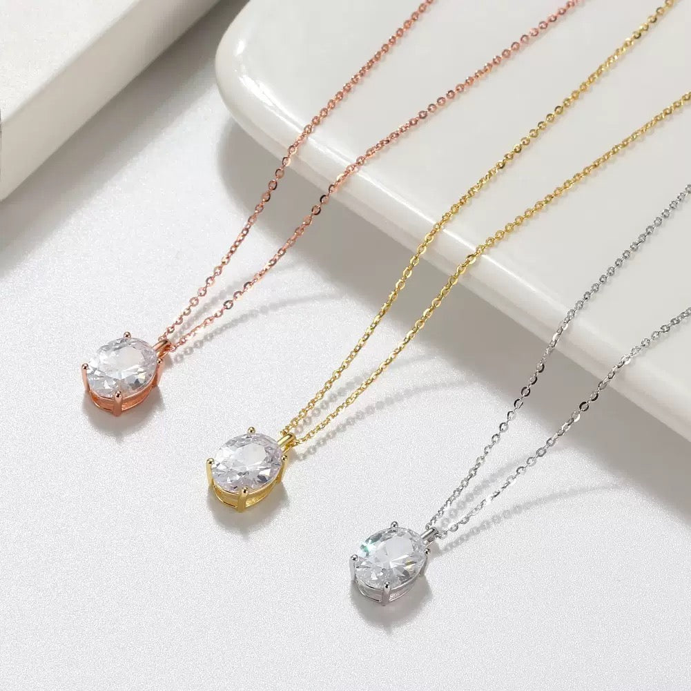 Oval Solitaire Pendant Necklace