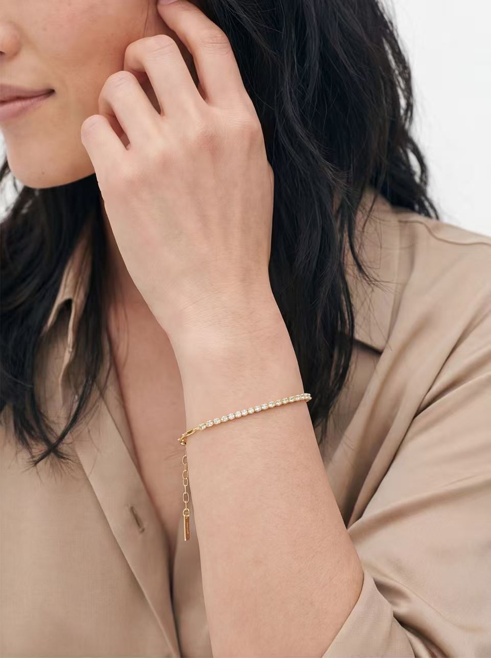 Radiant Line Cross Charm Bracelet product photo by Starlight