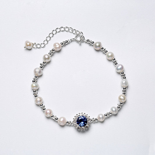 Royal Gleam – Sapphire & Freshwater Pearl Bracelet
