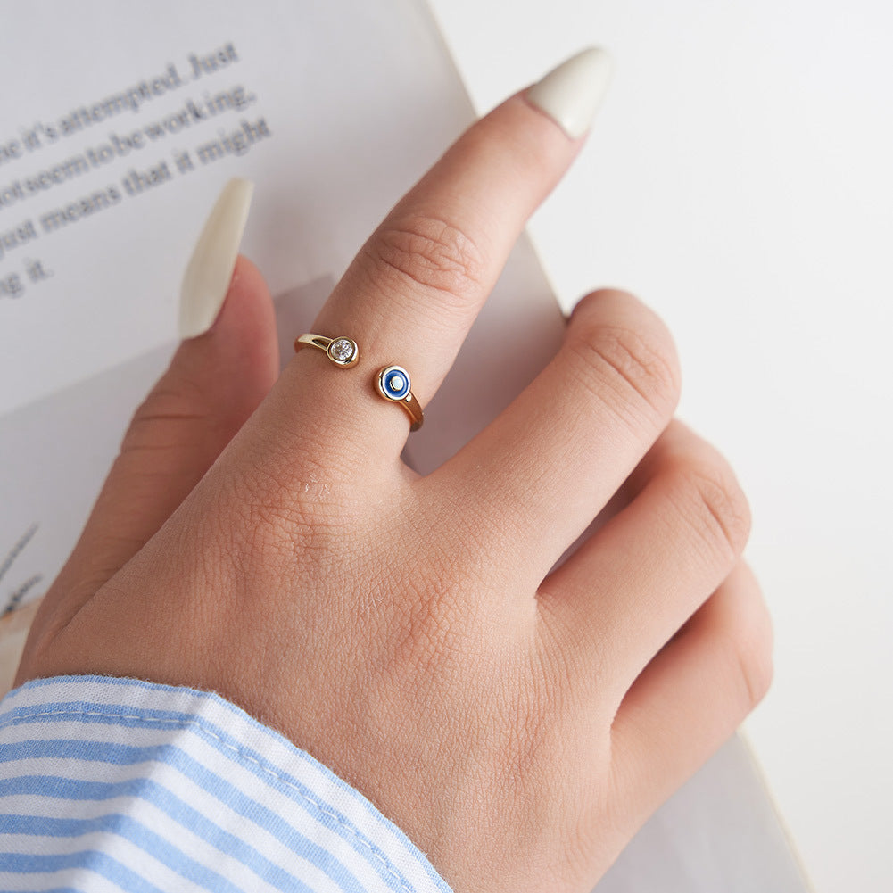 Evil Eye Adjustable Ring — Vermeil & Cubic Zirconia Duo Design