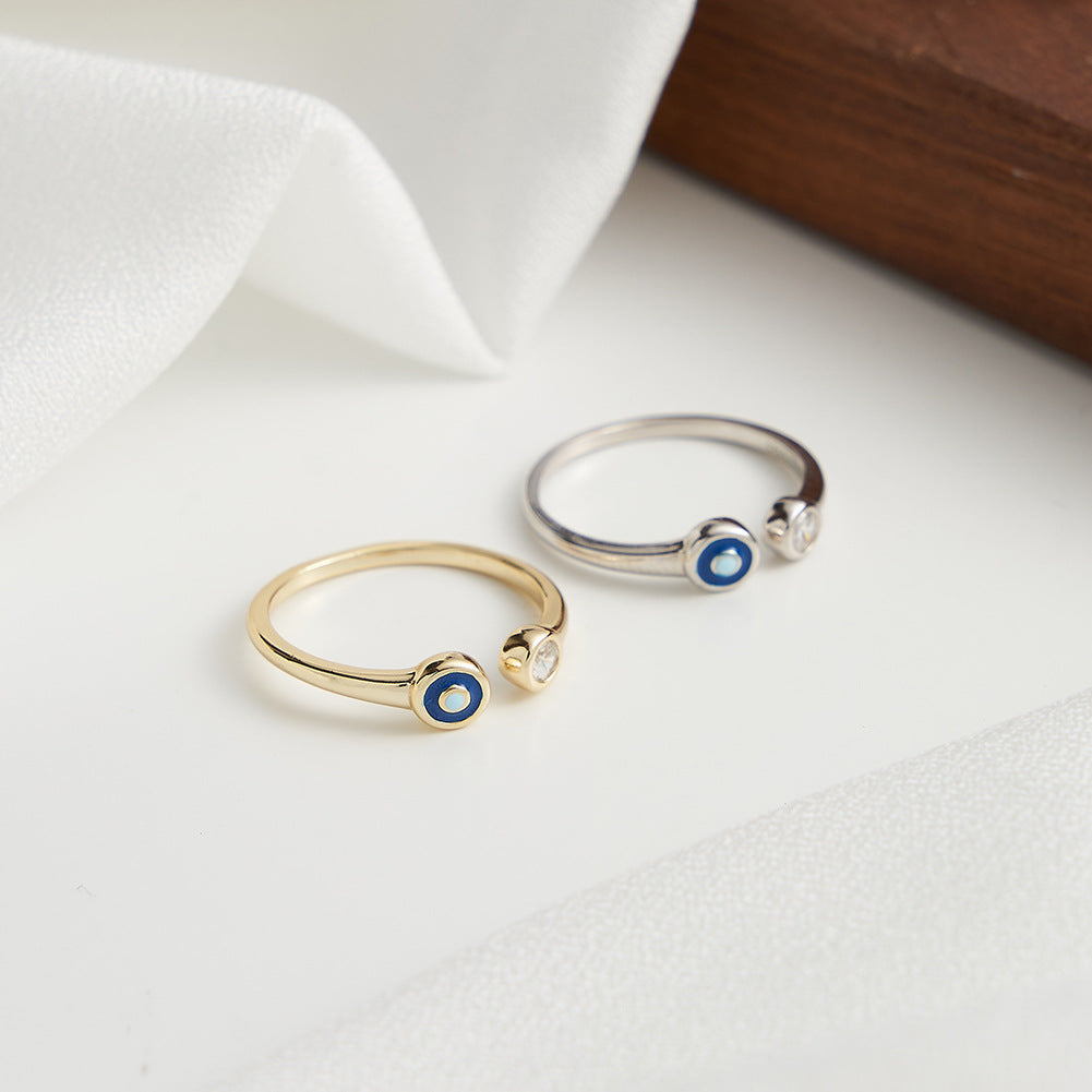Evil Eye Adjustable Ring — Vermeil & Cubic Zirconia Duo Design