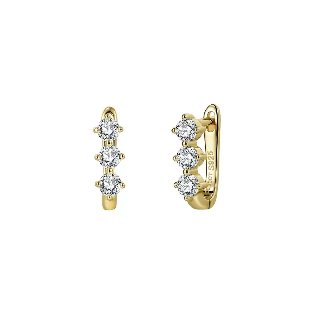 Stone Row Huggie Earrings