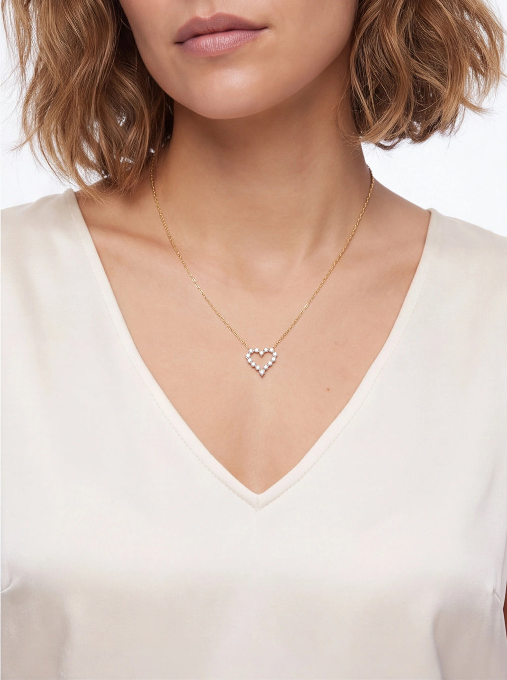 Open Heart Moissanite Pendant Necklace