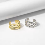 Layered Wave Adjustable Ring Stackable Rings