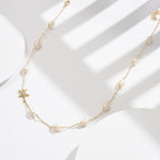 Pearl Starfish Station Necklace Pendant Necklaces