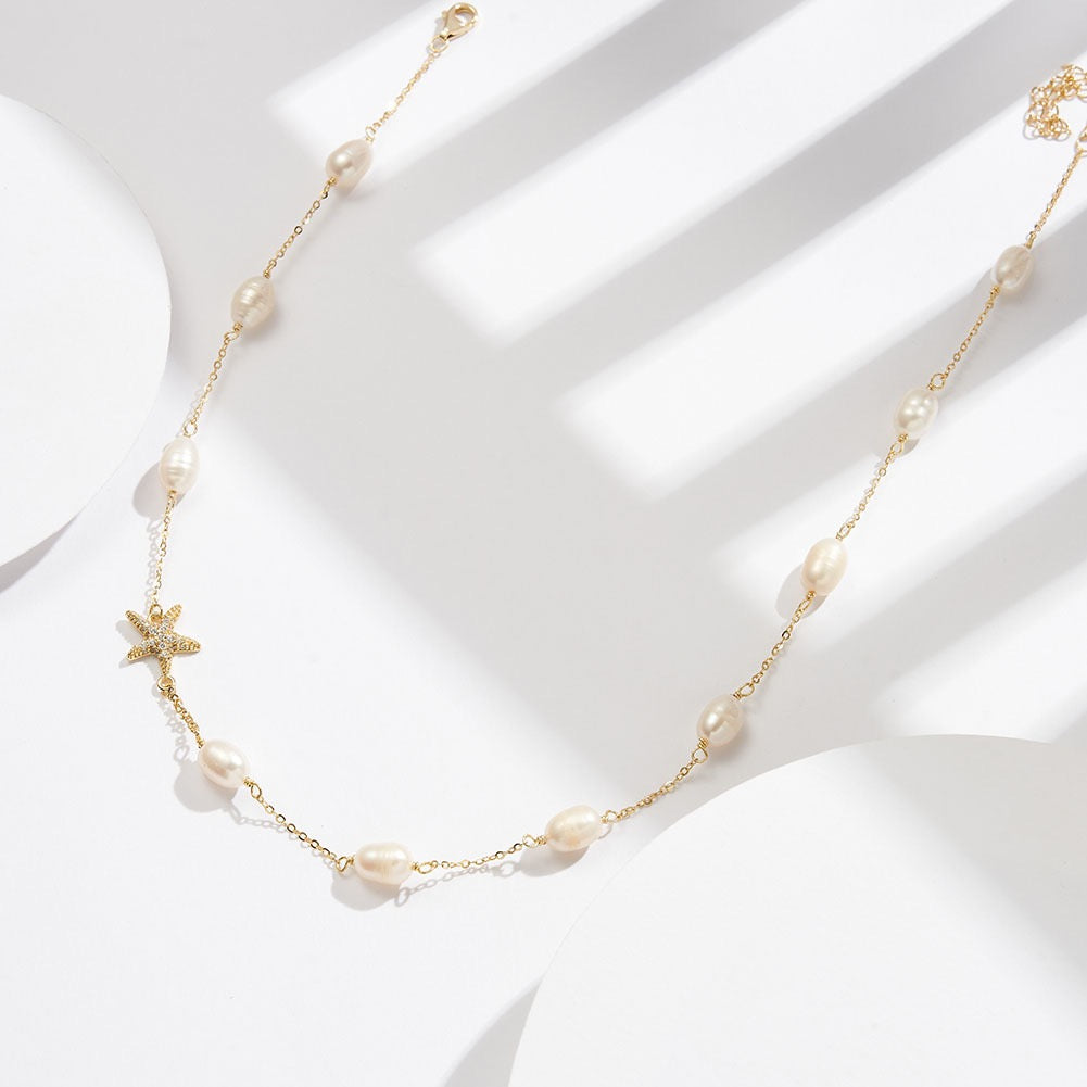 Pearl Starfish Station Necklace