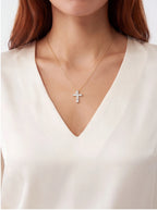 Cross Moissanite Pendant Necklace