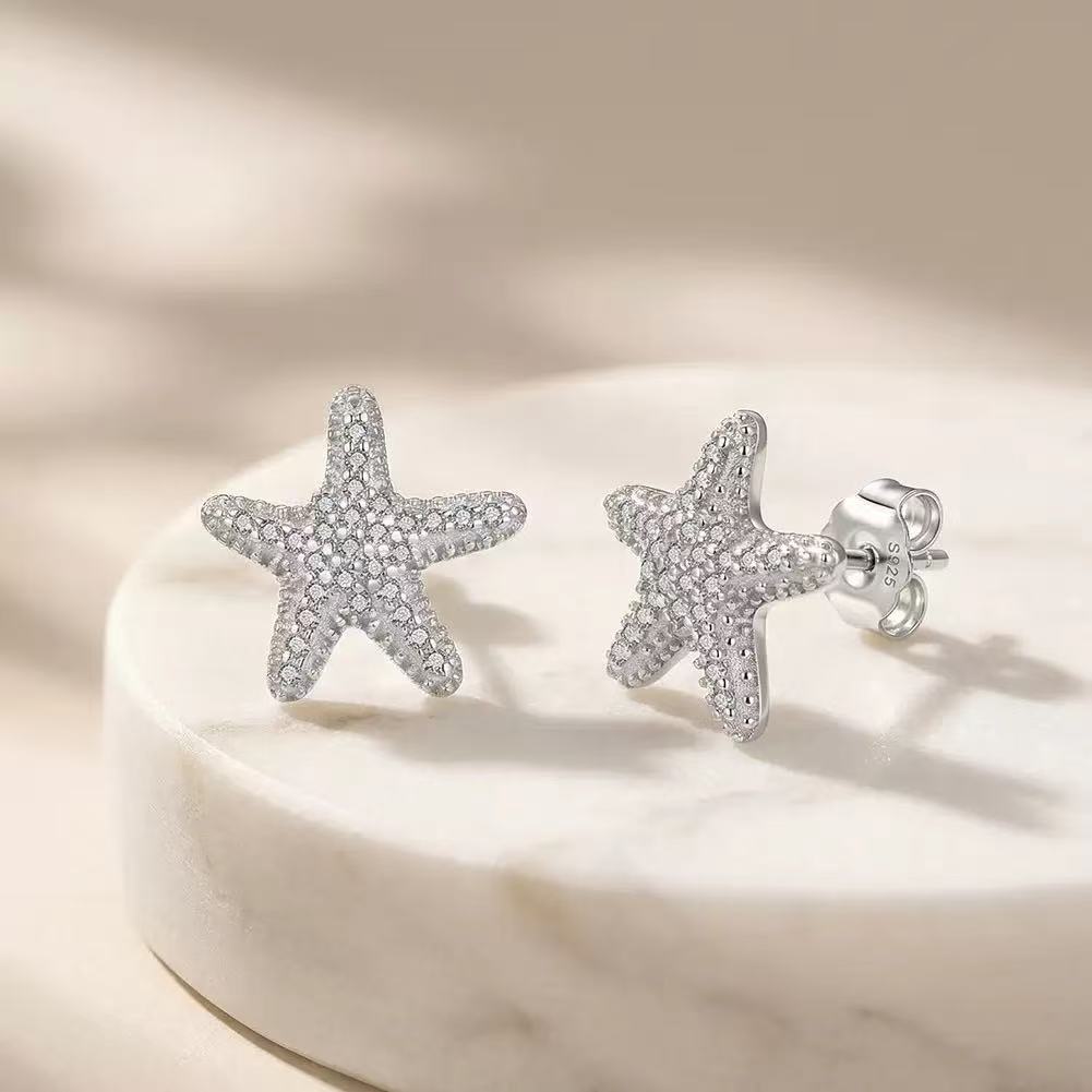 Pave Starfish Stud Earrings