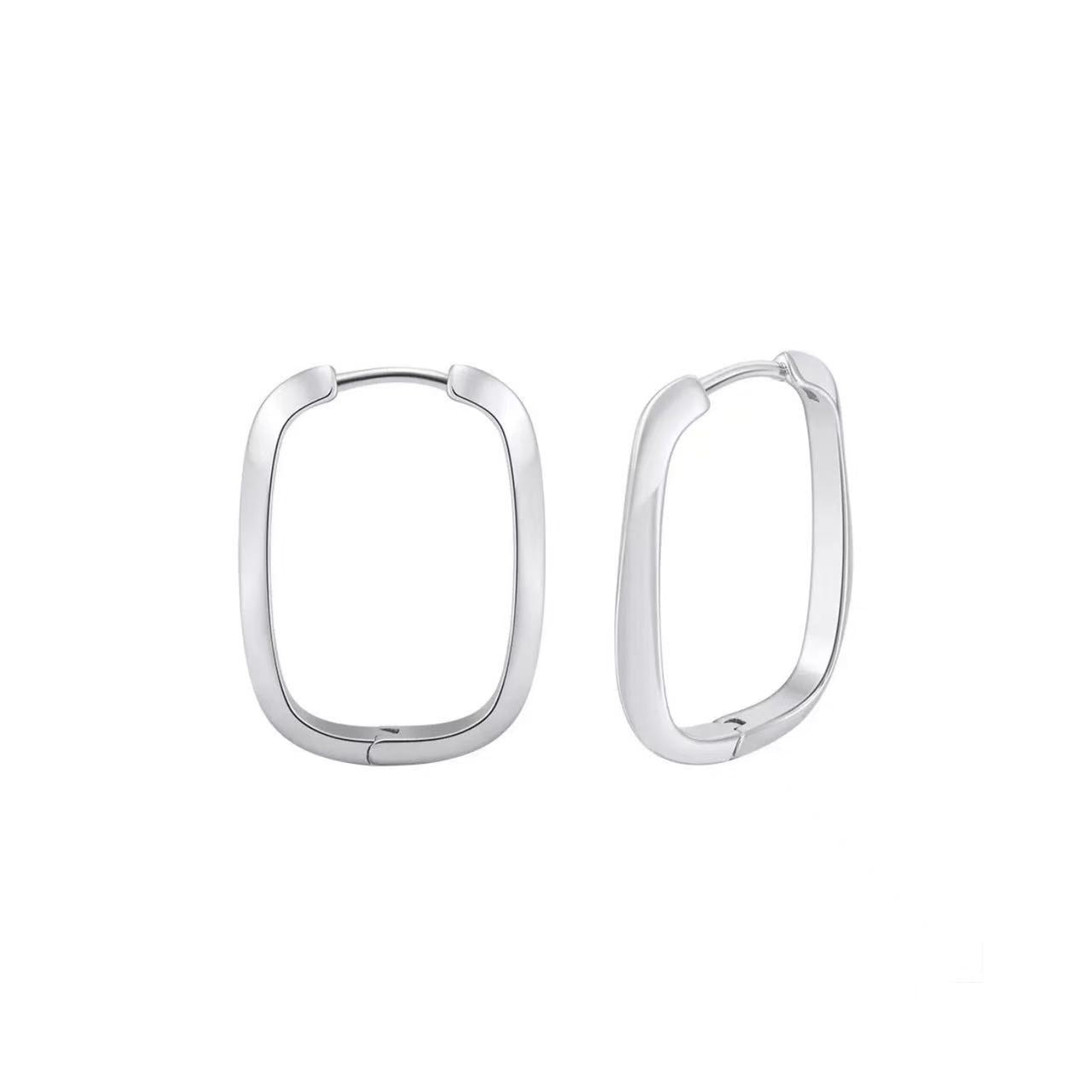 Rounded Rectangle Hoop Earrings
