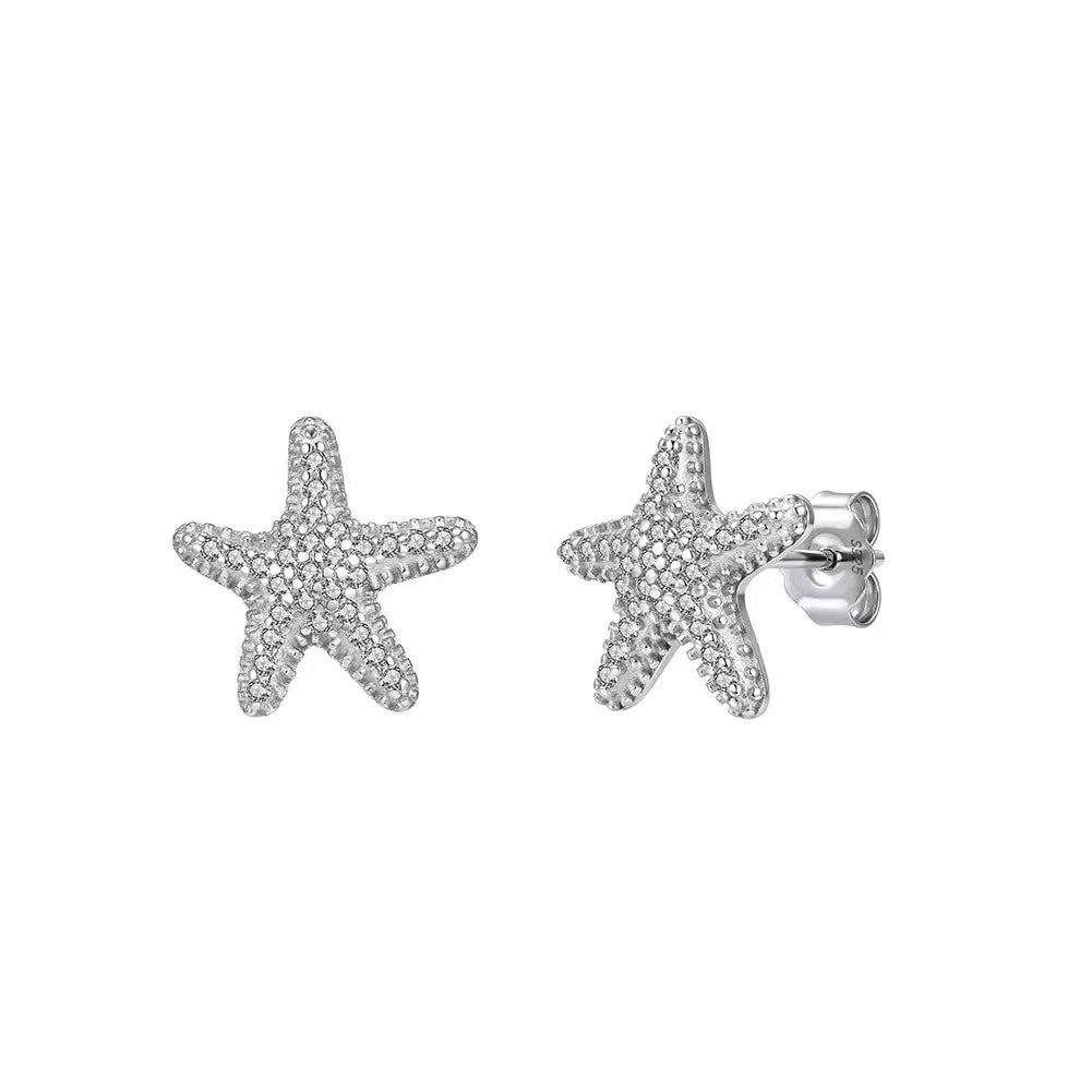 Pave Starfish Stud Earrings