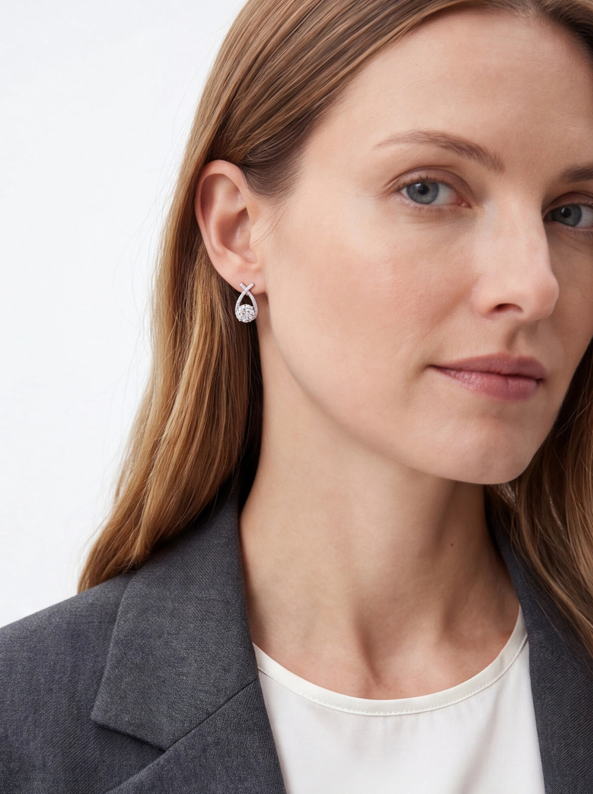 Crossover Teardrop Moissanite Stud Earrings