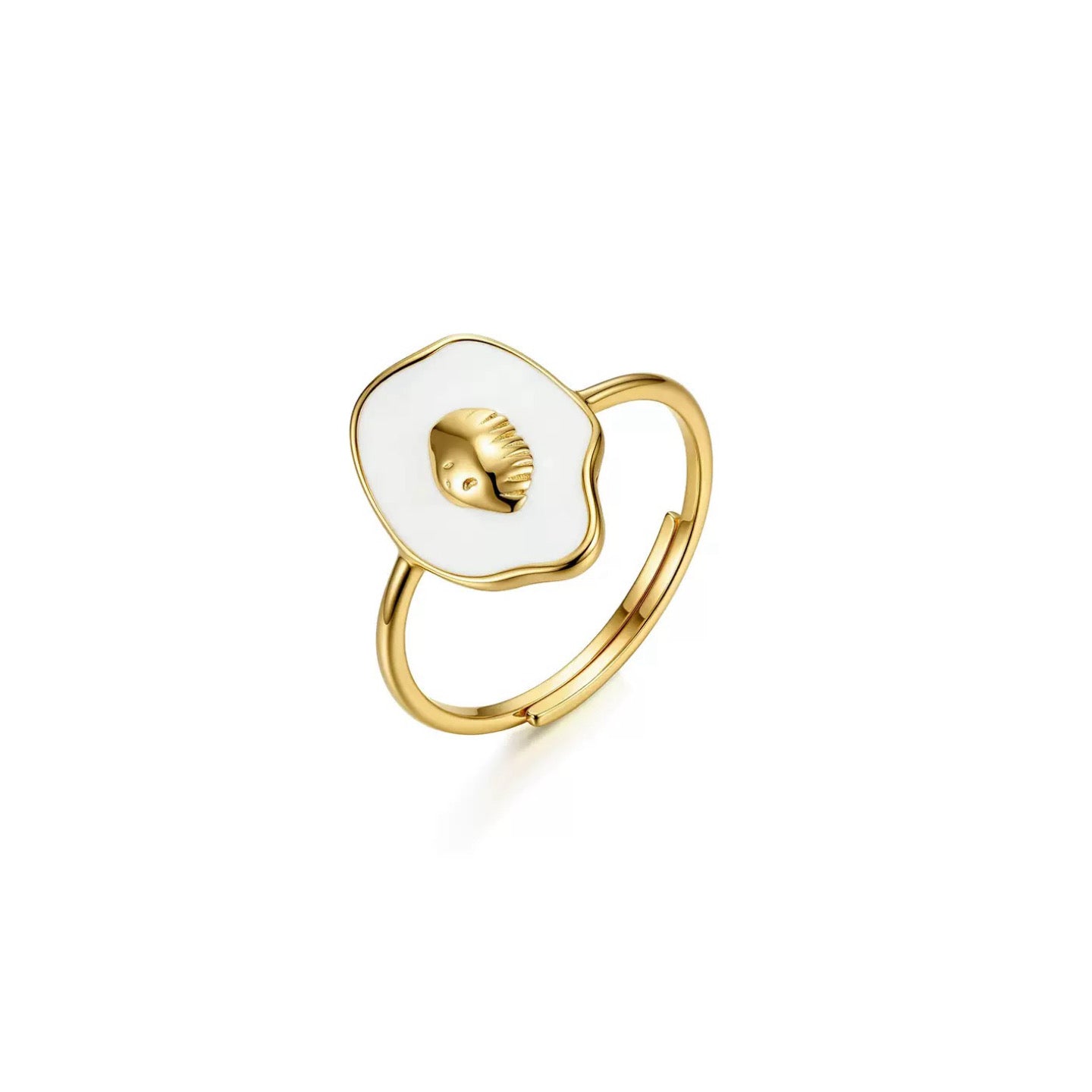 White Seashell Adjustable Ring