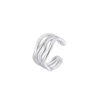 Layered Wave Adjustable Ring Stackable Rings