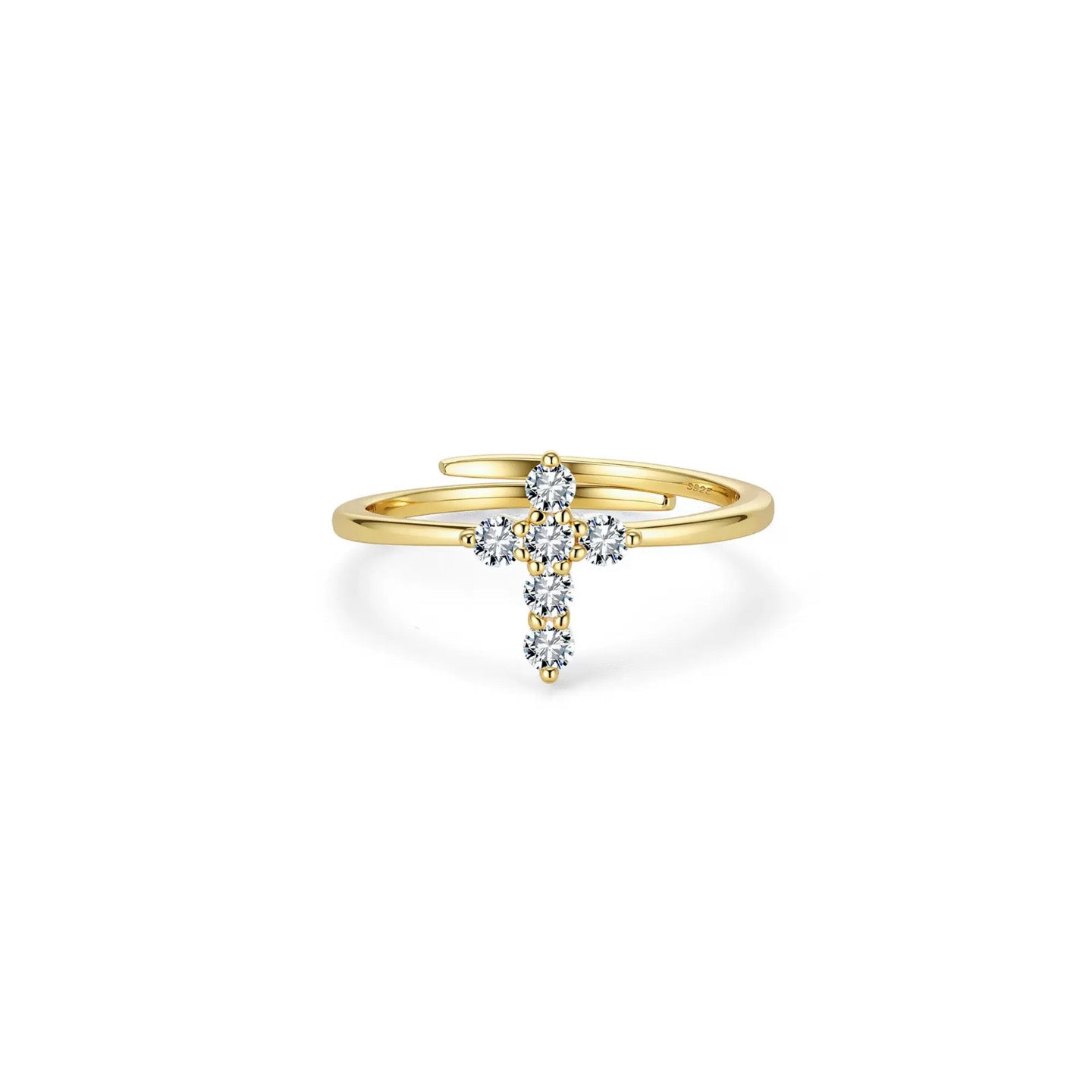Cross Moissanite Adjustable Ring