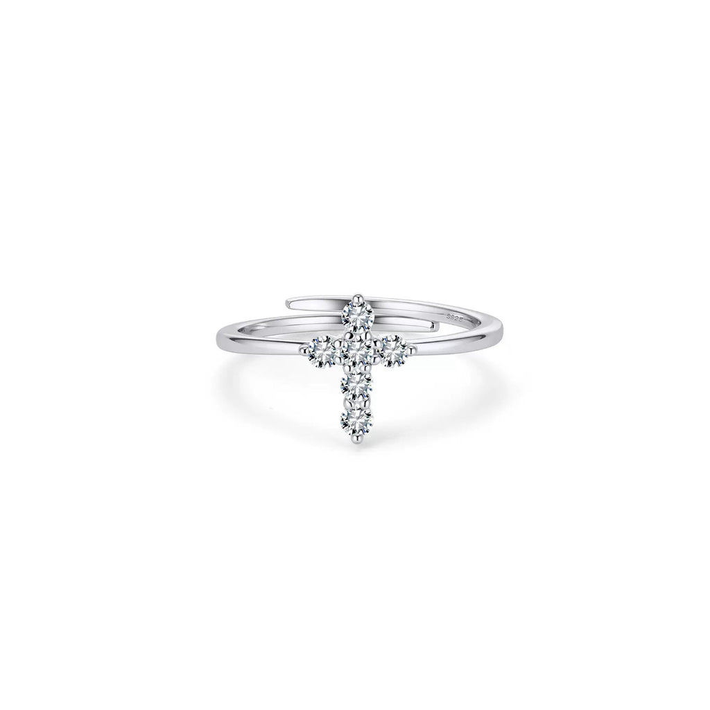 Cross Accent Adjustable Ring Stackable Rings